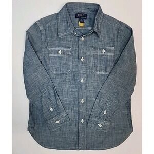 Boys Polo Ralph Lauren Long Sleeve Denim Jean Shirt Button Front Sz Small 7